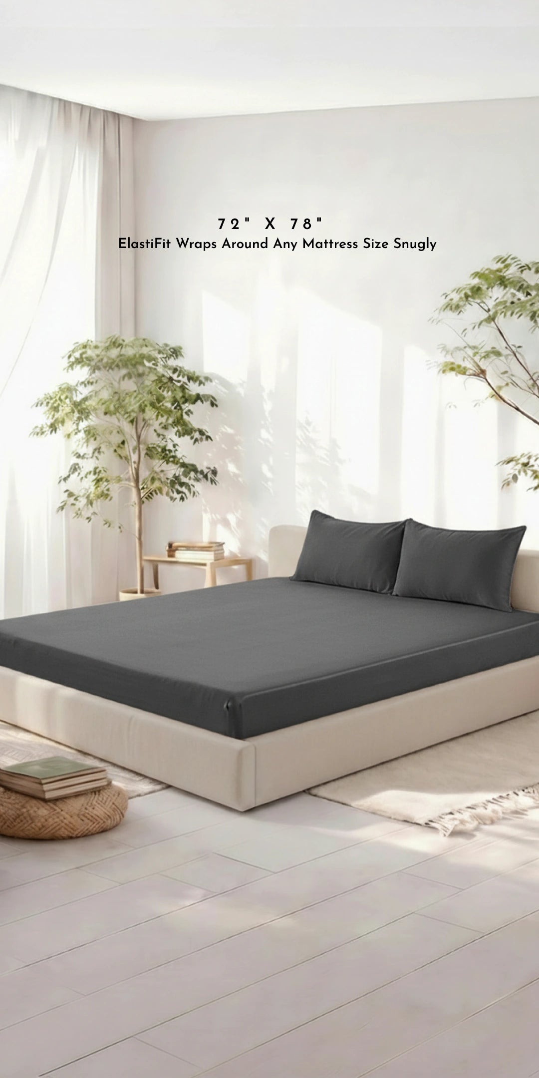 ZARF Italian Weave Fitted Bedsheet - Cinder