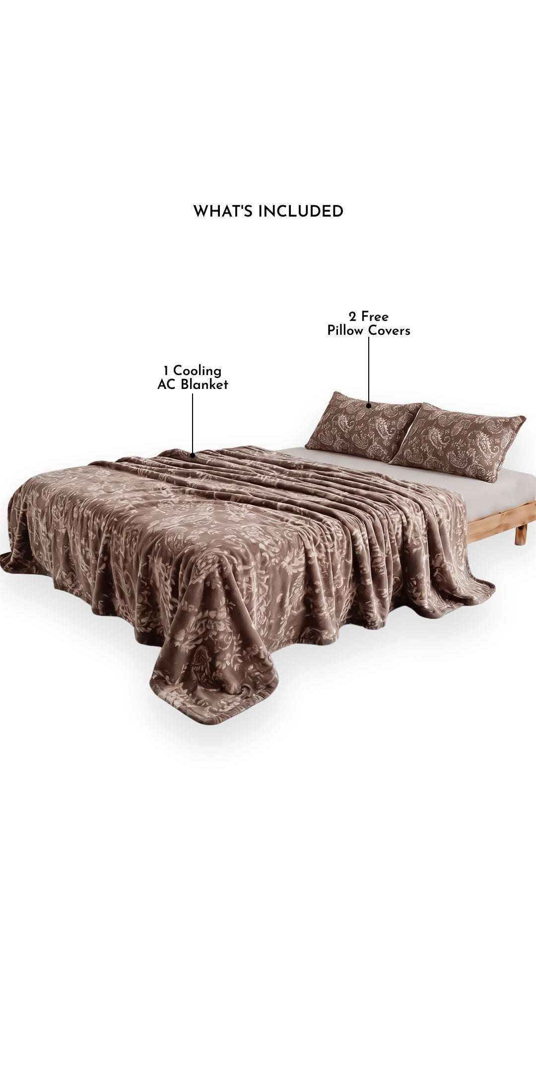 Zarf All-Season Premium Printed AC Blanket With Two Pillow Covers - Floral