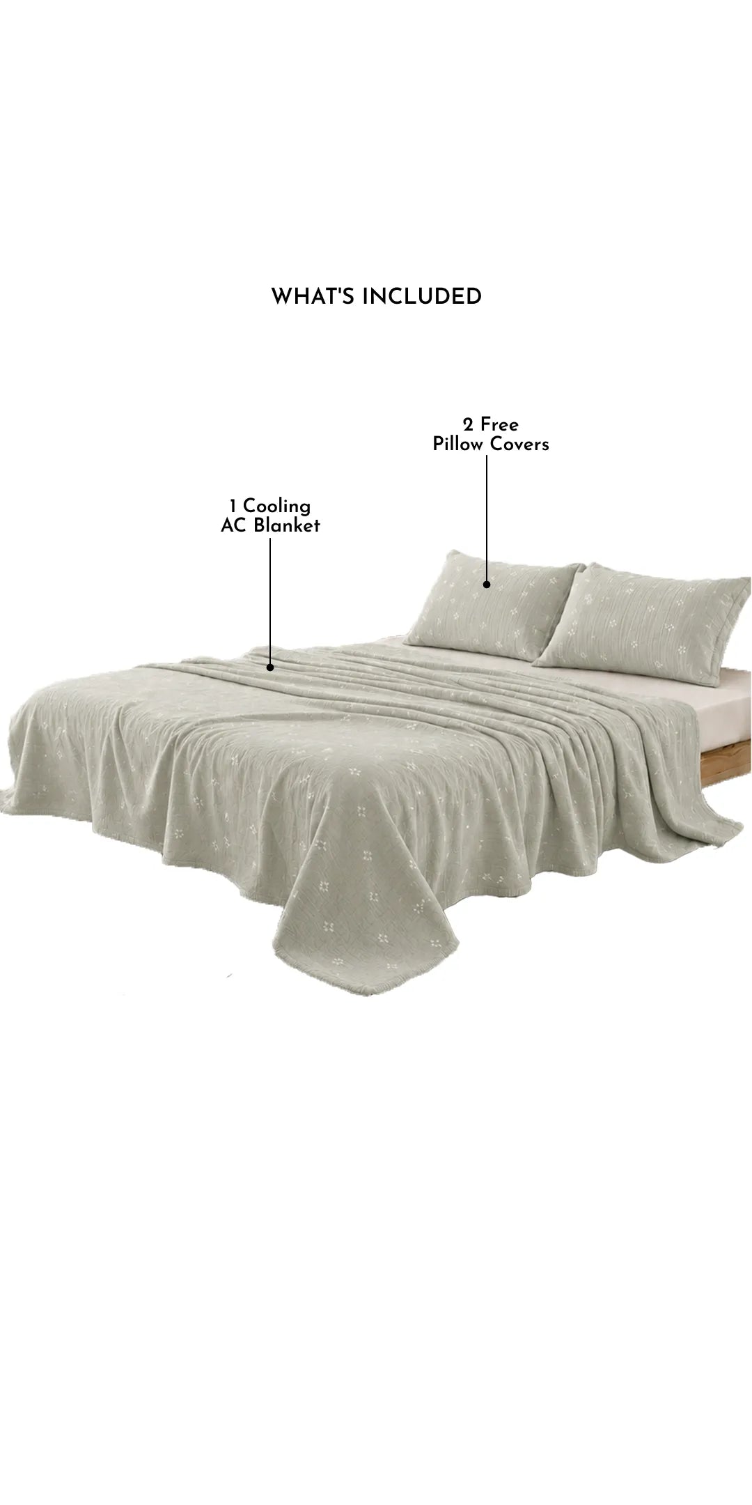 Zarf California King Size Plush Cotton AC Blanket With 2 Pillow Cases - Emerald Glory
