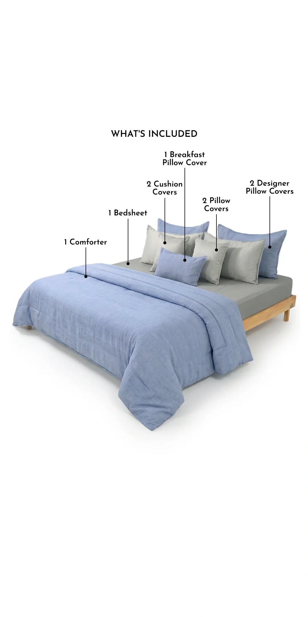 Zarf Linen Blend Bedding Set Of 9 - Xavia