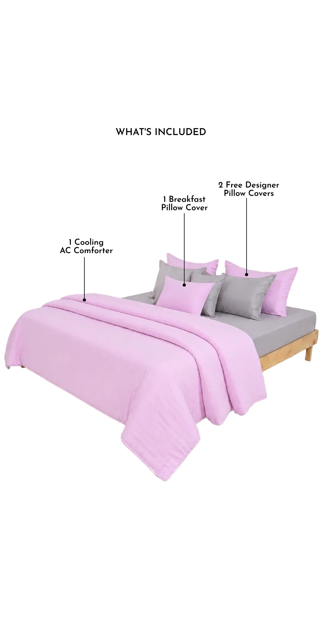 Linen Blend AC Comforter With 2 Pillow Cases and 1 Breakfast Pillow - Promenade