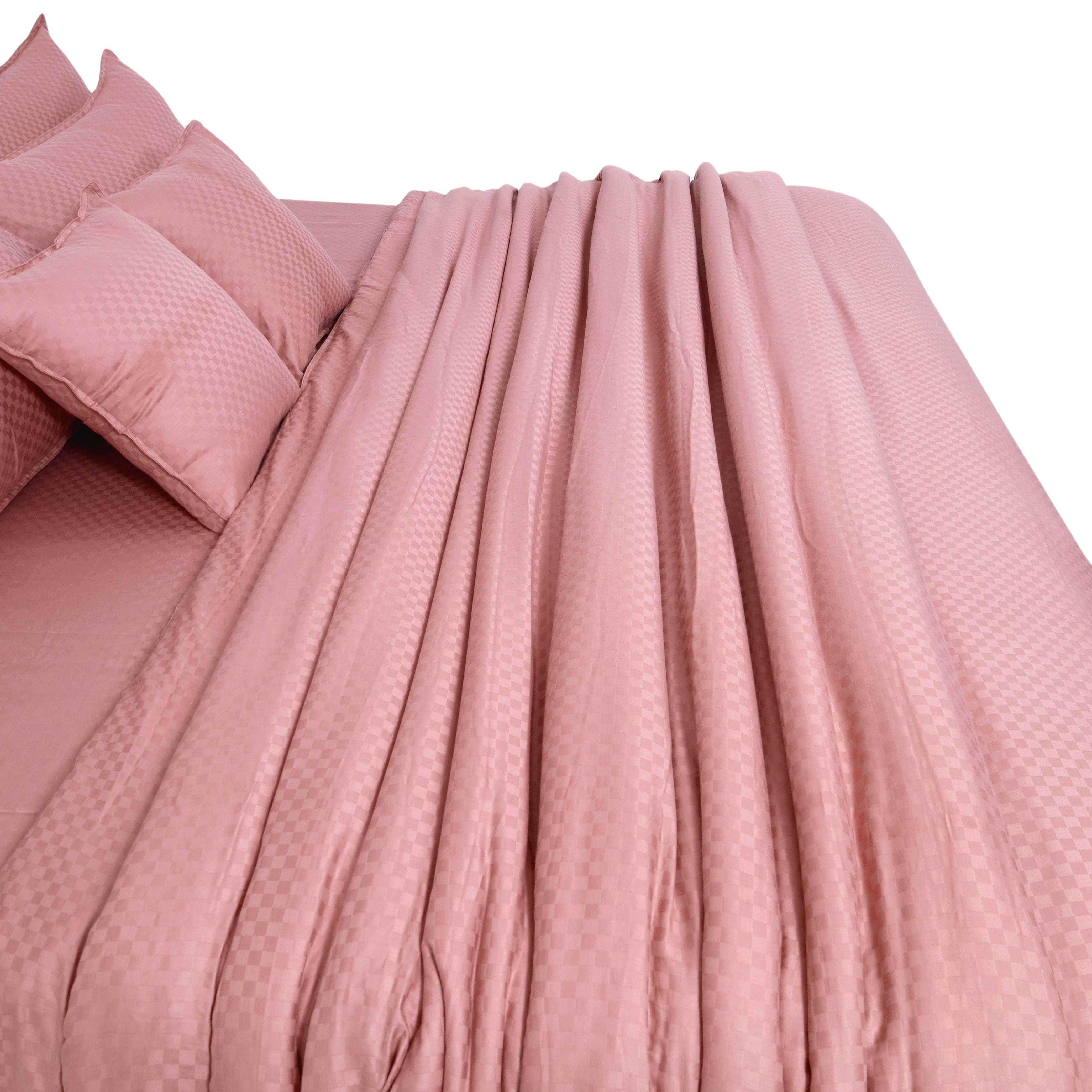 Zeries Egyptian Cotton Jacquard Bedsheets With 2 Pillow Cases & 2 Cushion Covers - Petal