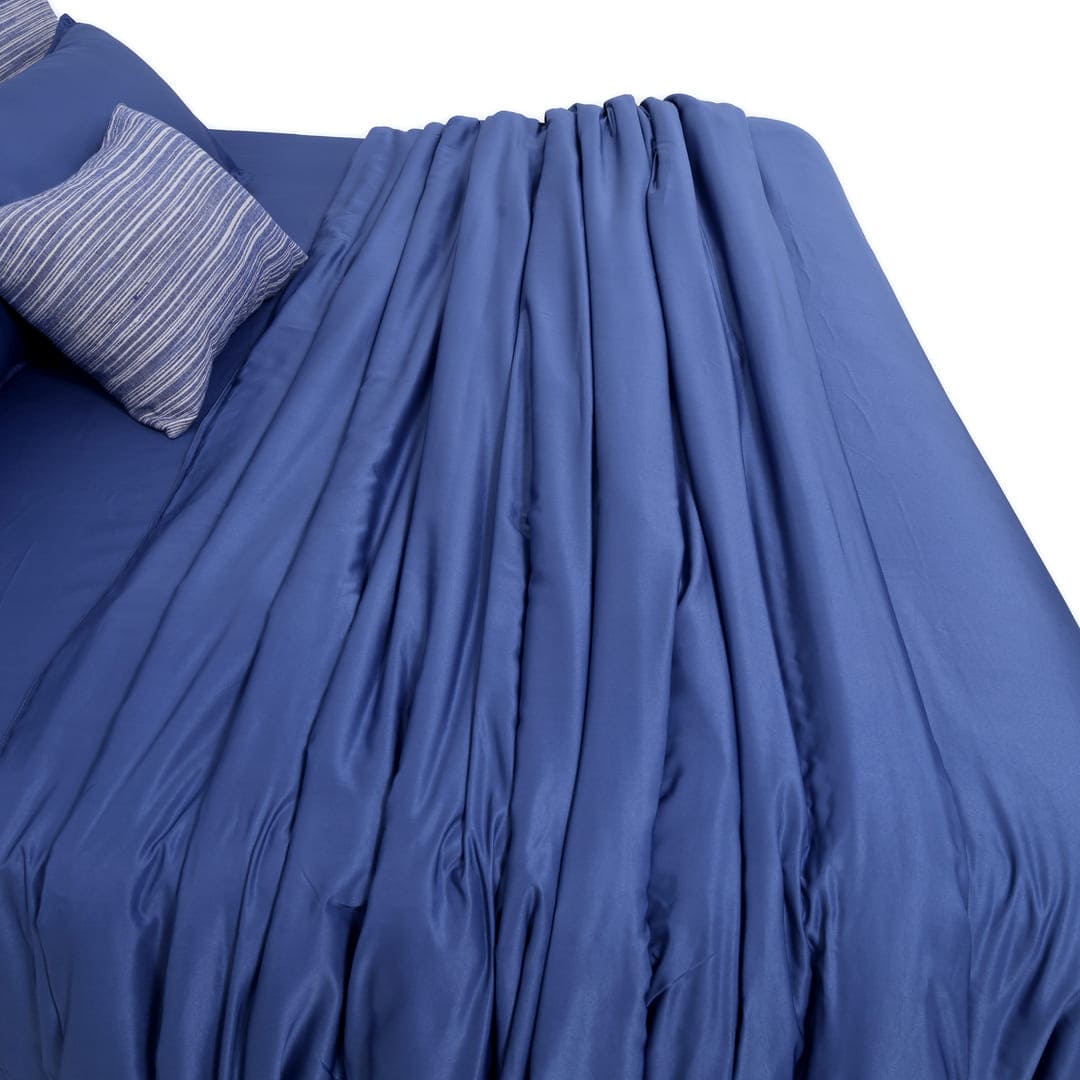 ZARF Italian Staple Weave Comforter With 2 Designer Pillow Cases 1 Breakfast Cushion Cover - Oceane