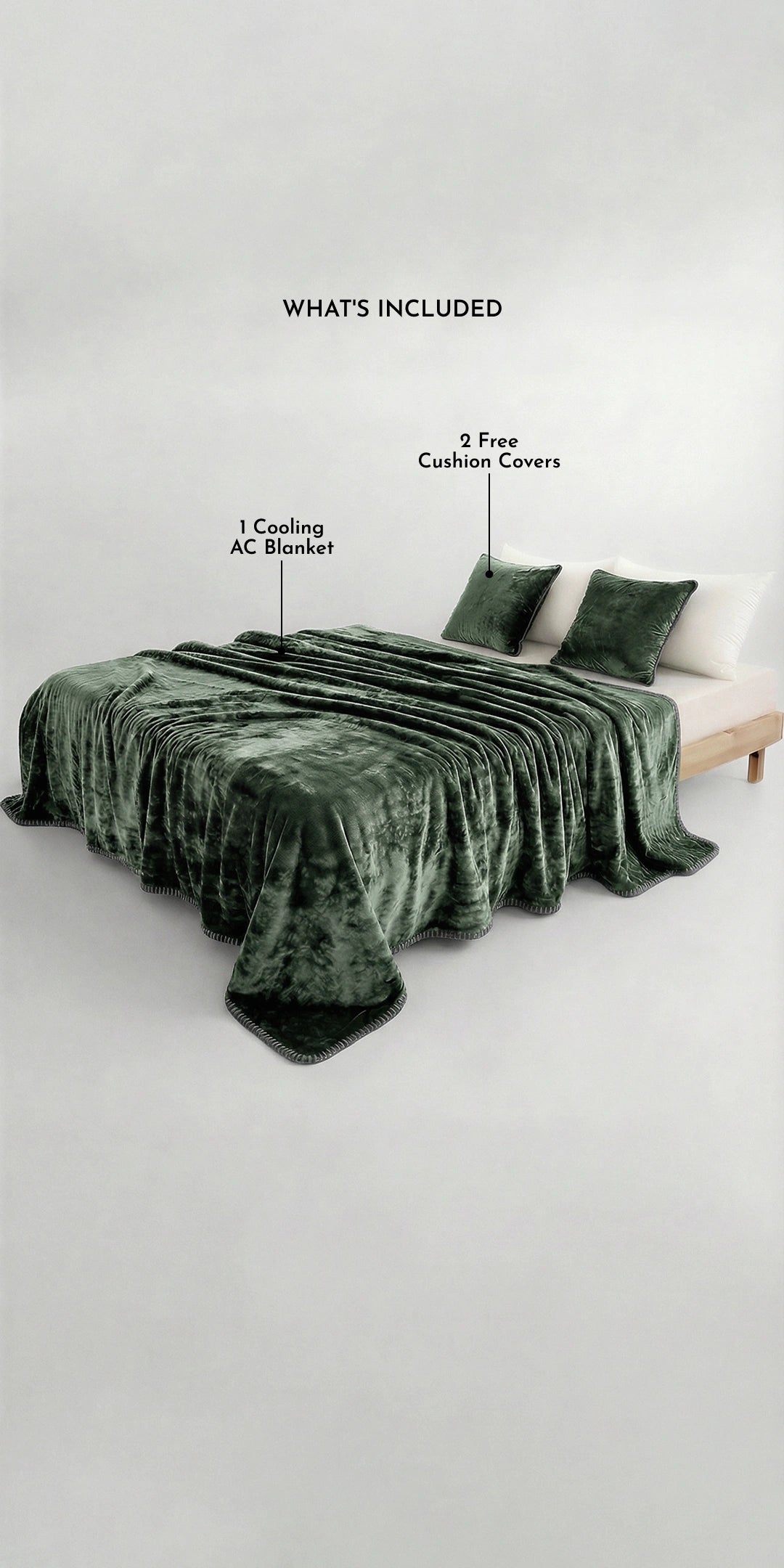 Zarf All-Season Premium AC Blanket With Two Cushion Covers - Greener pastures