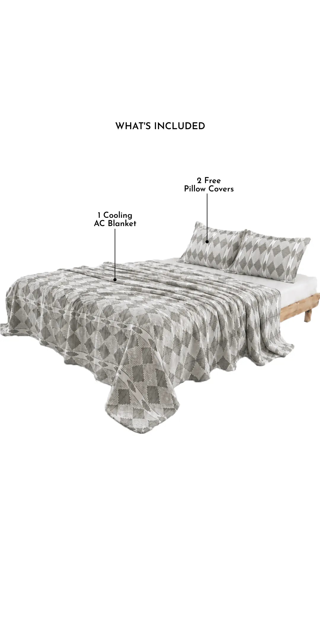 Zarf California King Size Plush Cotton AC Blanket With 2 Pillow Cases - Lunar Dust