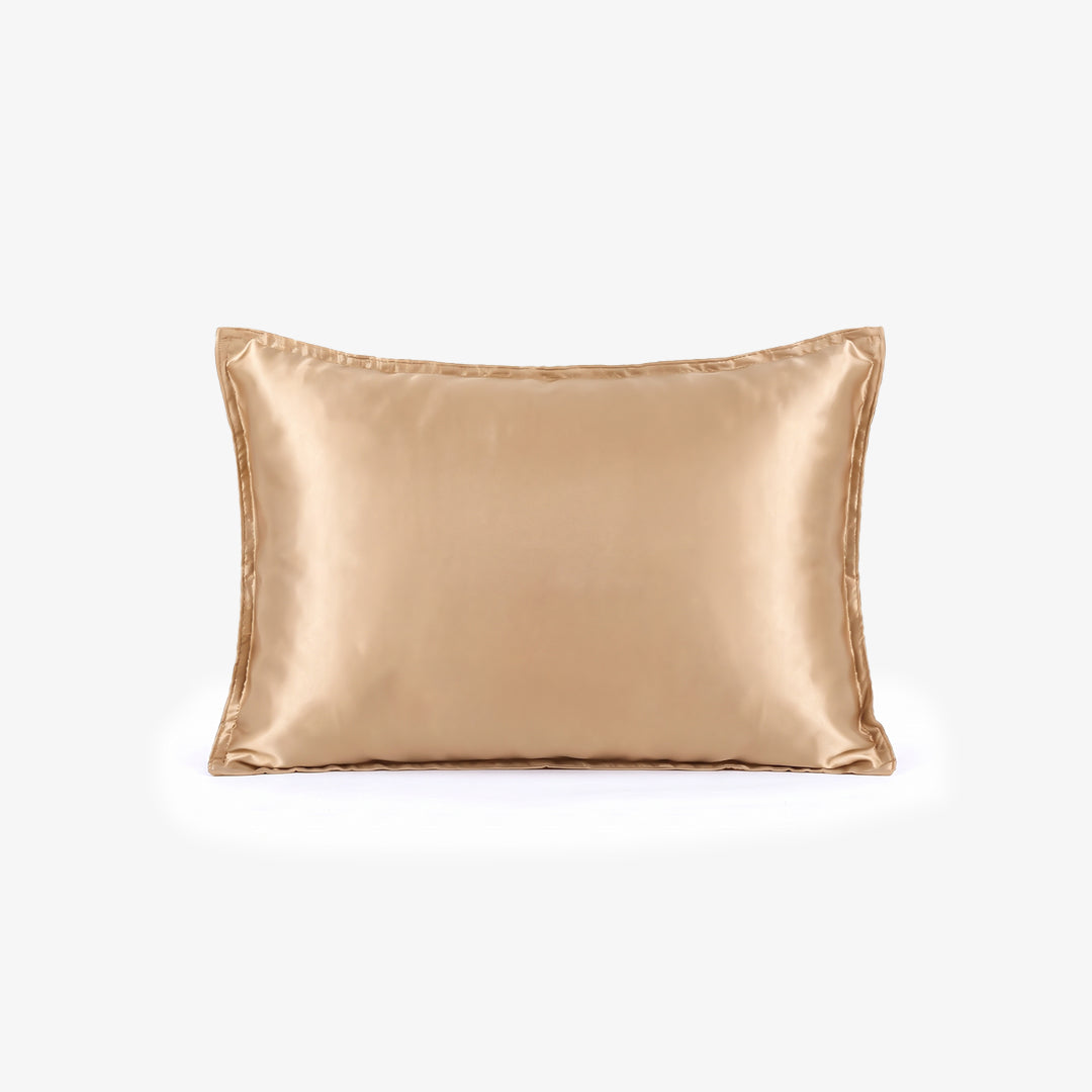 Zarf Glazed Charmeuse Satin Frizz-Reducing Pillow Cover - Caramel