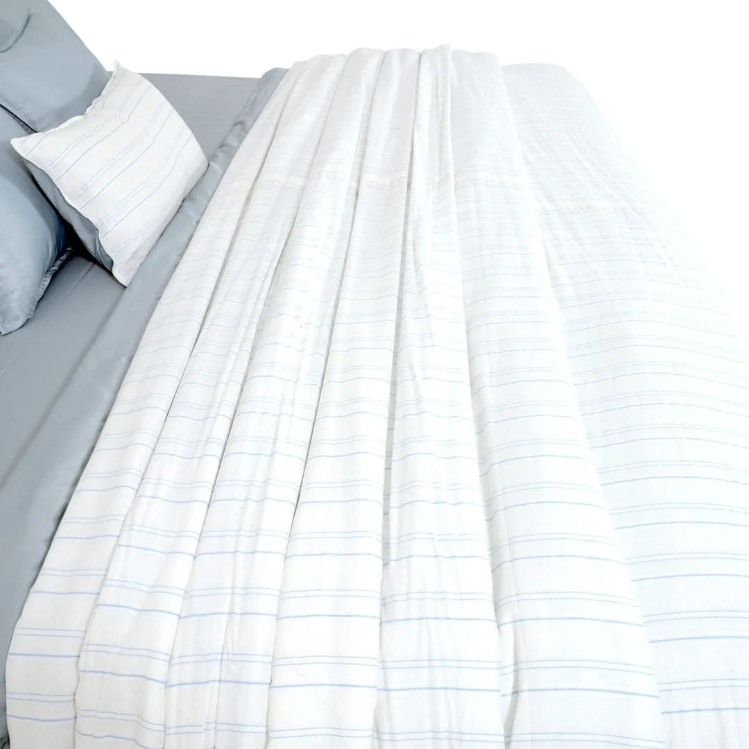 Linen Blend AC Comforter With 2 Pillow Cases and 1 Breakfast Pillow - Shore