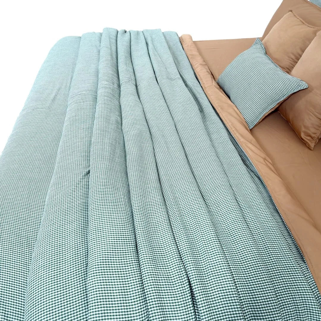 Linen Blend AC Comforter With 2 Pillow Cases and 1 Breakfast Pillow - Brume