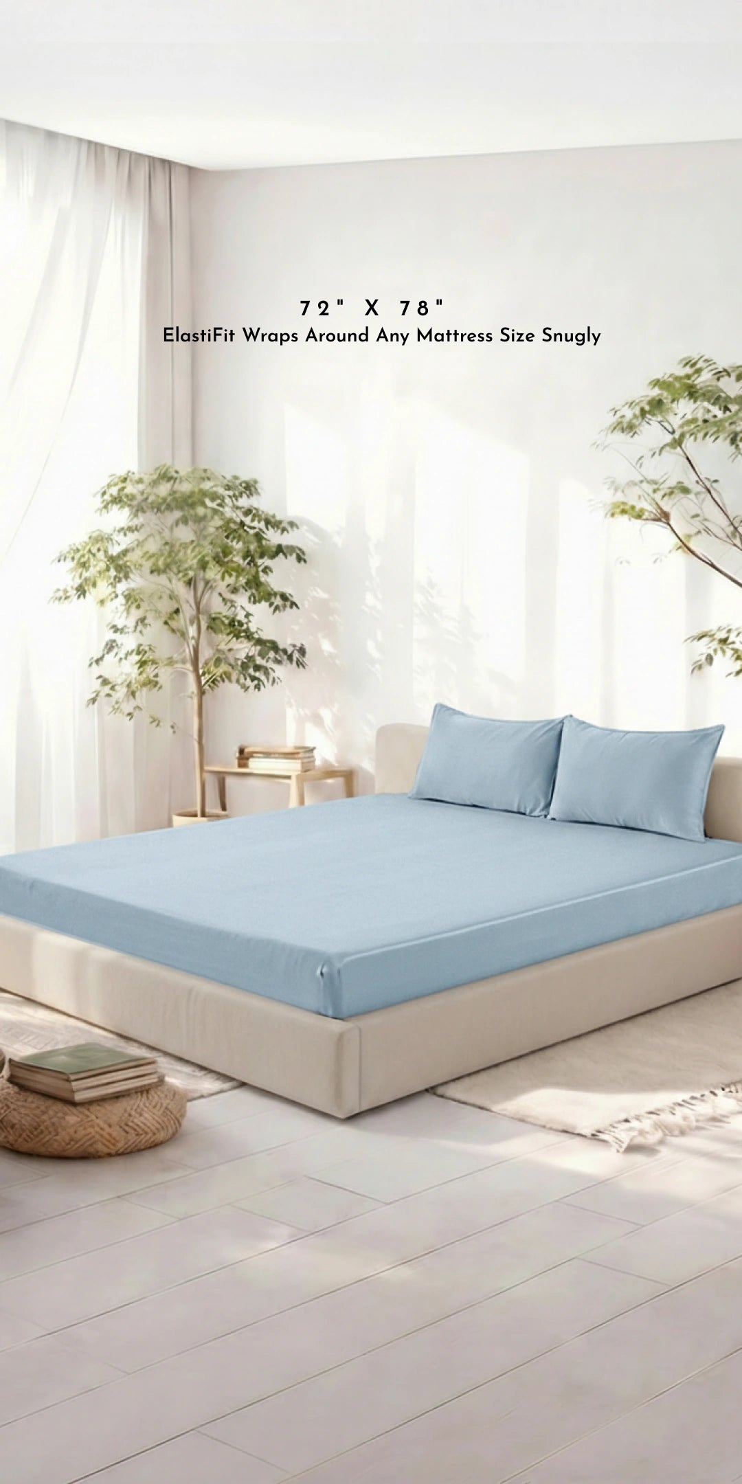 ZARF Italian Weave Fitted Bedsheet - Skyline