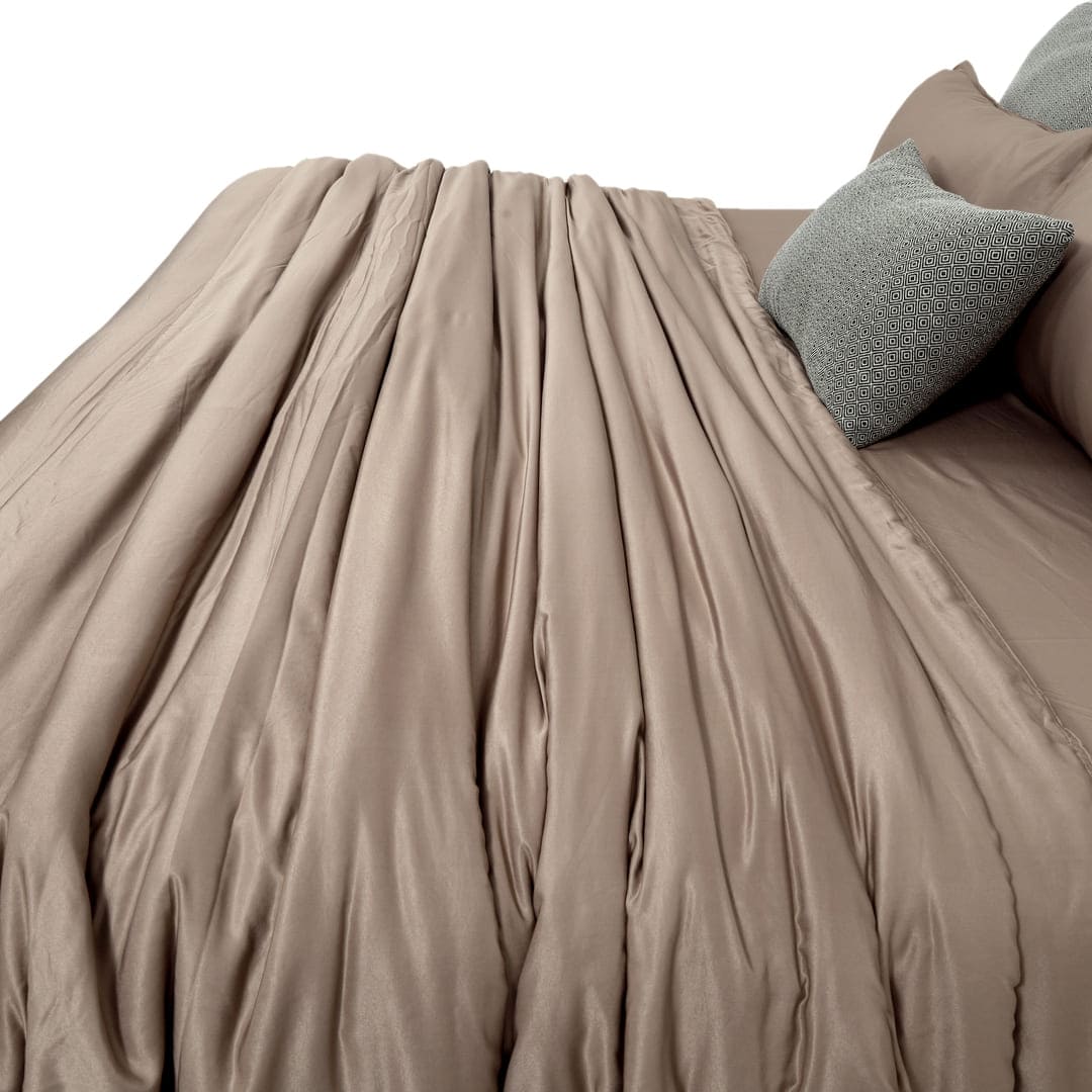 ZARF Italian Staple Weave Comforter With 2 Designer Pillow Cases 1 Breakfast Cushion Cover - Dustwood