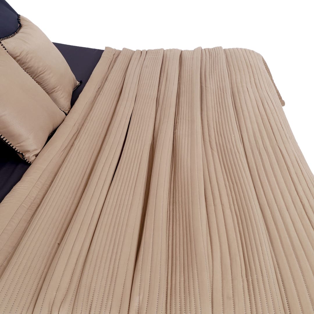 Zarf California King Size AC Comforters With 2 Pillow Cases & 2 Cushion Covers - Tan