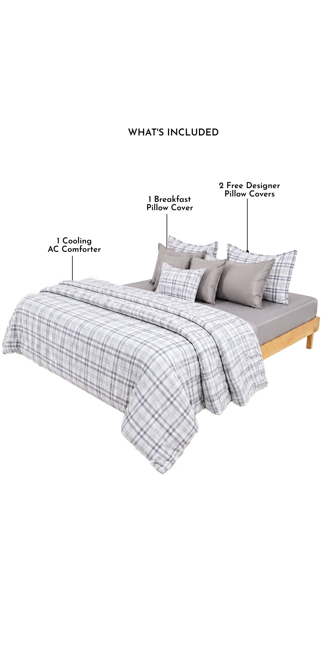Linen Blend AC Comforter With 2 Pillow Cases and 1 Breakfast Pillow - Waverly