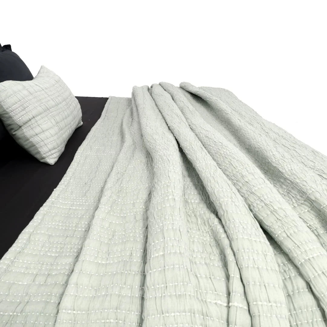 Zarf King Size Pure Cotton Cottage Blanket with 2 Pillowcases and 1 Cushion Cover - Springleaf