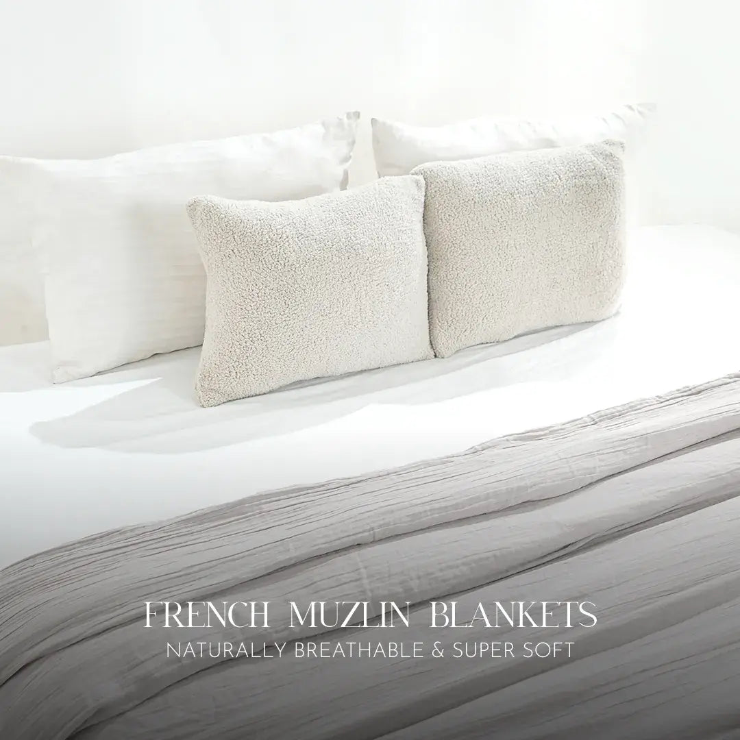 Zarf King Size French Muzlin AC Blanket With 2 Cushion Covers - Platinum