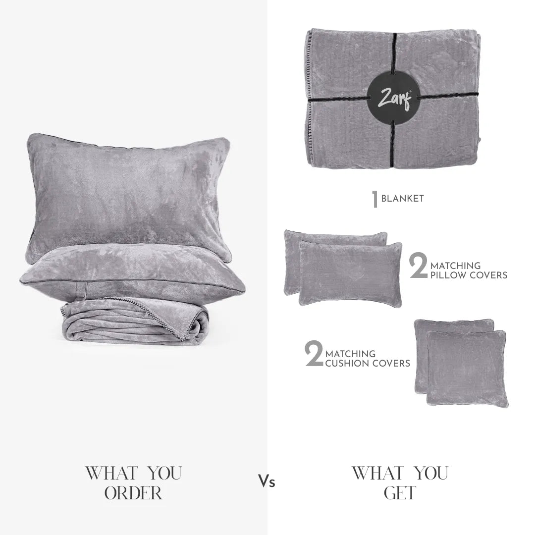 Zarf All-Season Premium AC Blanket With Two Pillow Covers & Two Cushion Covers - Mauve