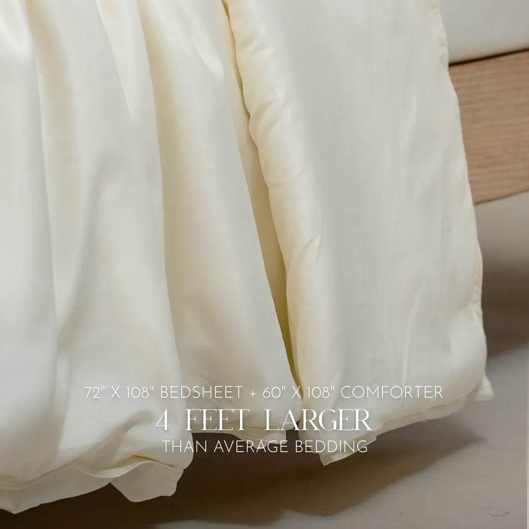 Zarf Italian Staple Weave Bedding Set Of 8 For Single Size Bed - Porcelain