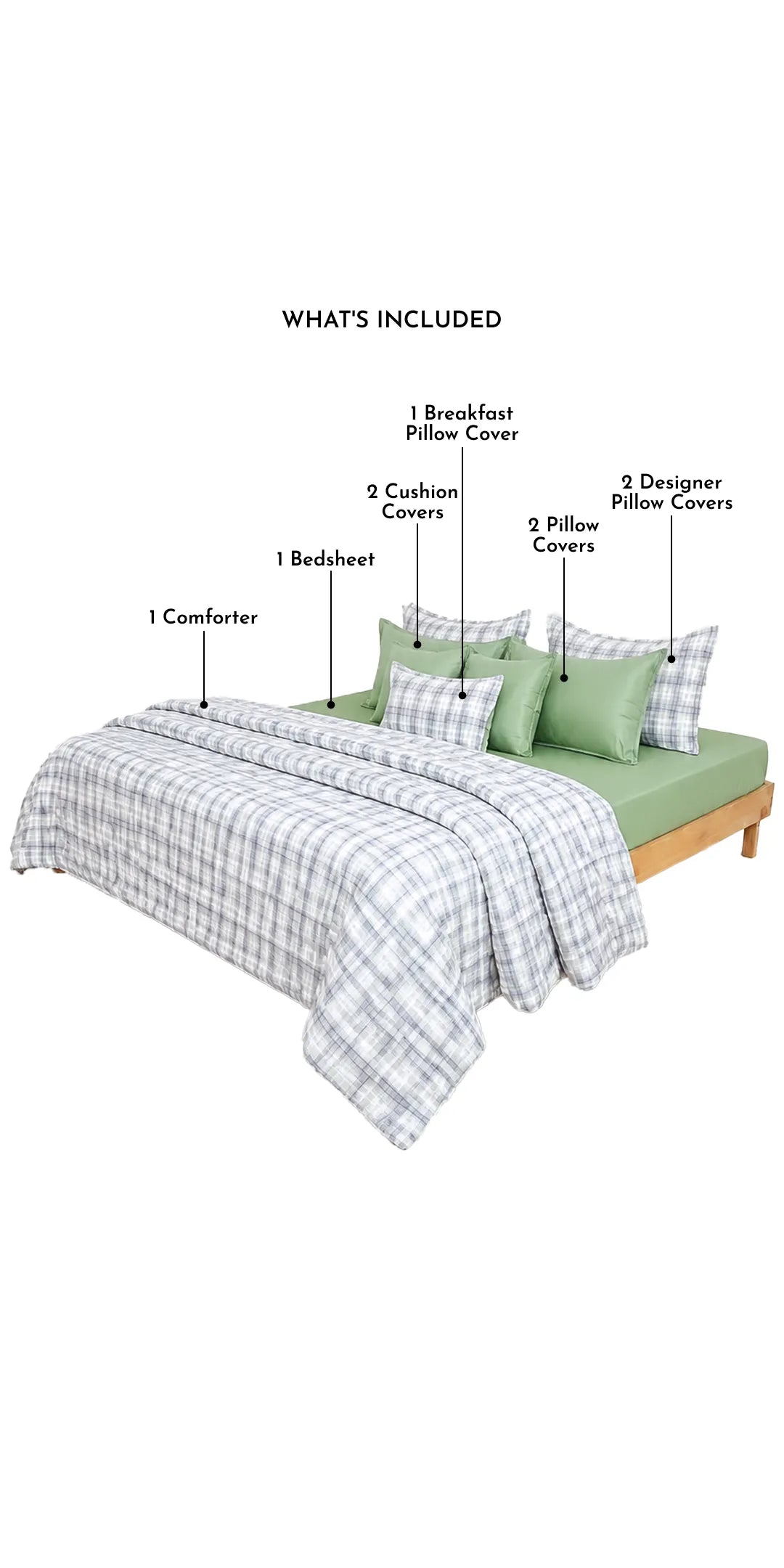 Zarf Linen Blend Bedding Set Of 9 - Pistachio