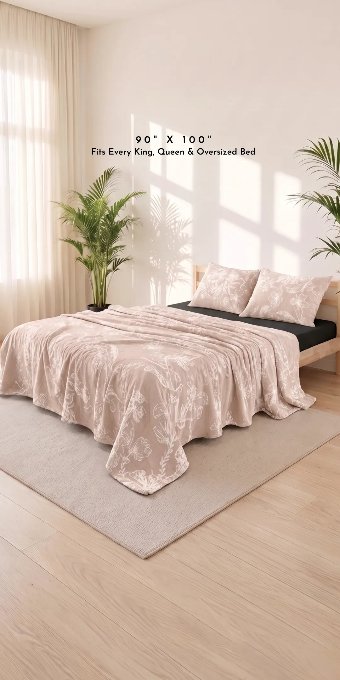 Zarf California King Size Plush Cotton AC Blanket With 2 Pillow Cases - Candyfloss