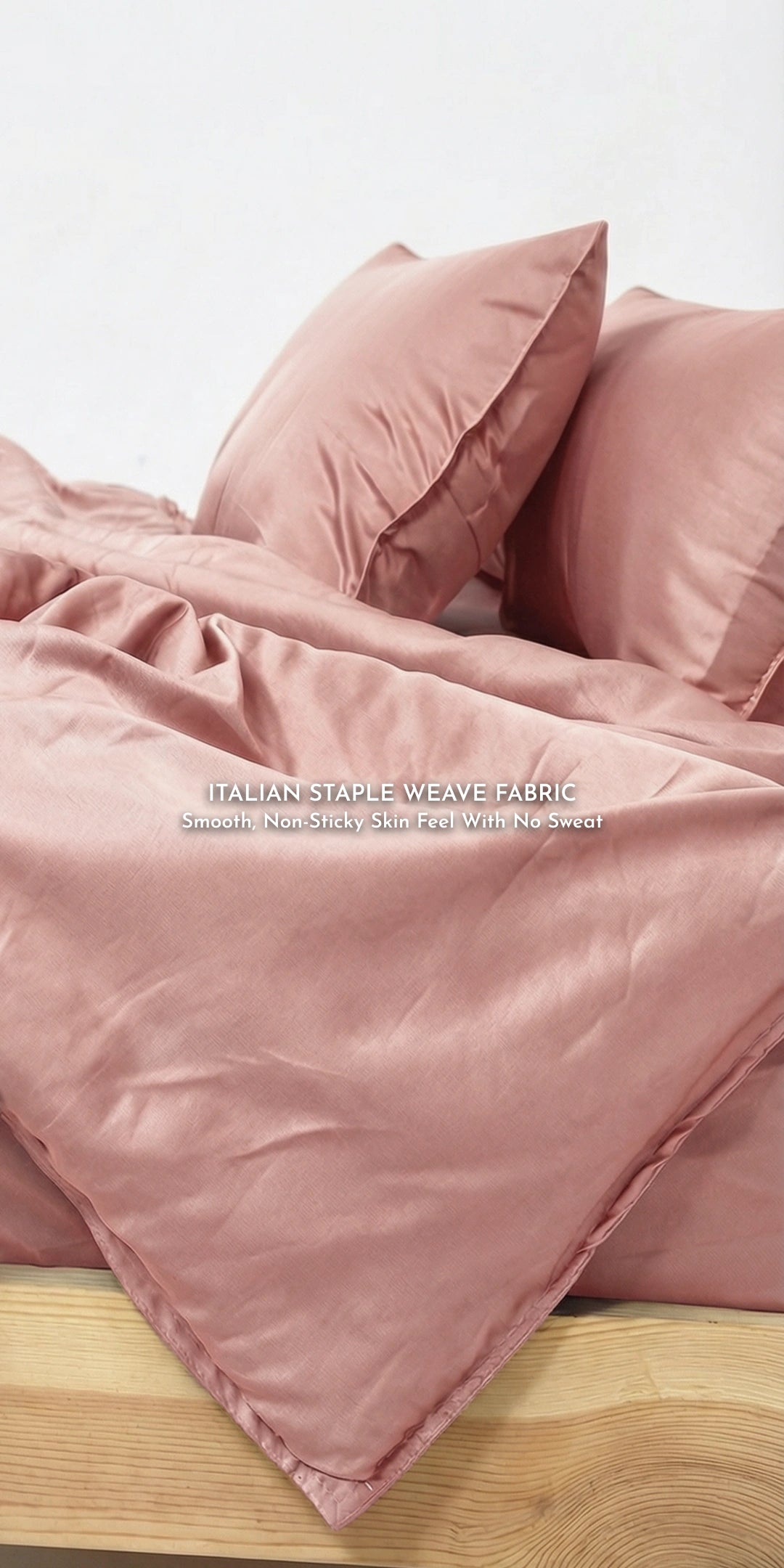 ZARF Italian Staple Weave Comforter With 2 Designer Pillow Cases, 2 Solid Pillowcases & 2 Cushion Covers - Dahlia