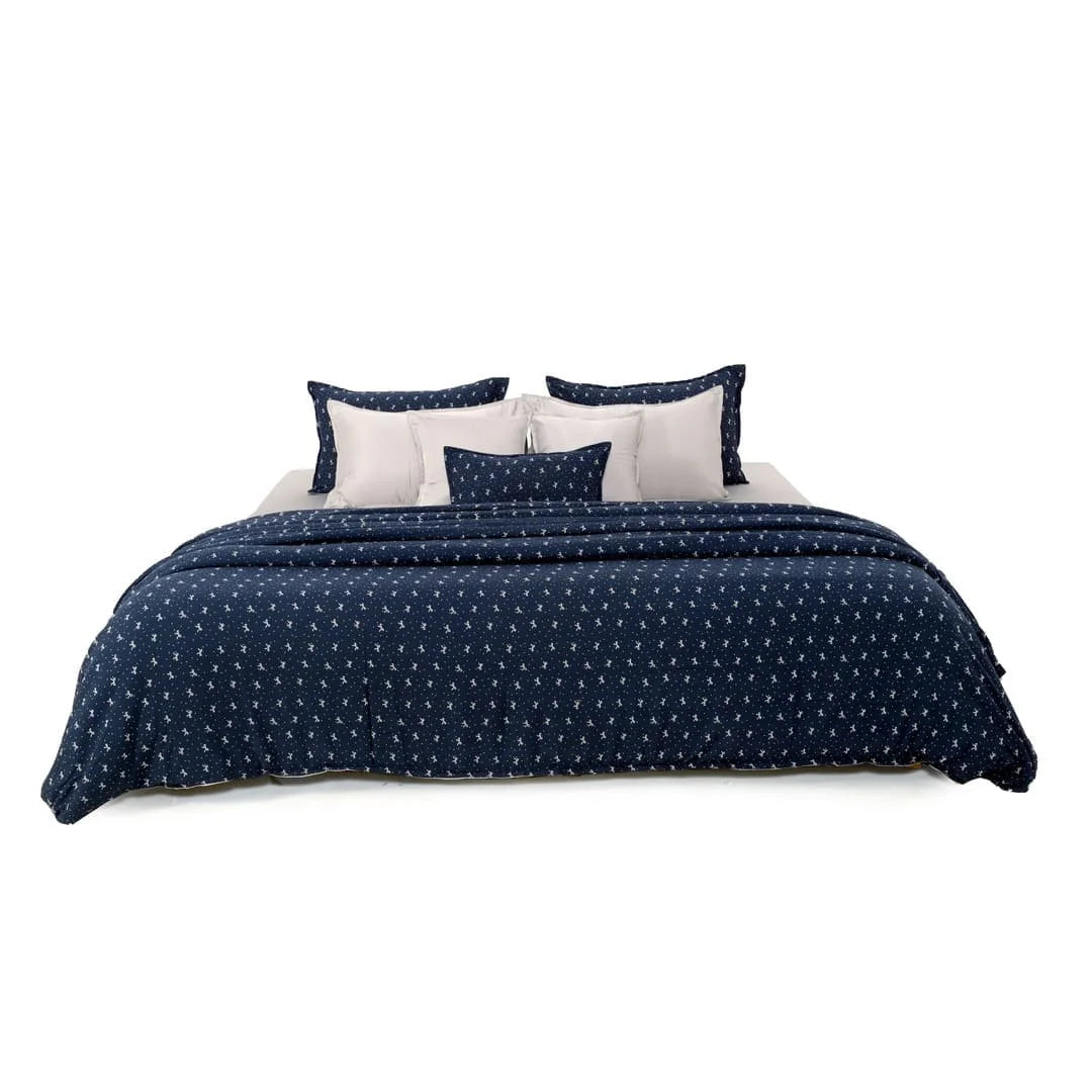 Linen Blend AC Comforter With 2 Pillow Cases and 1 Breakfast Pillow - Ruban