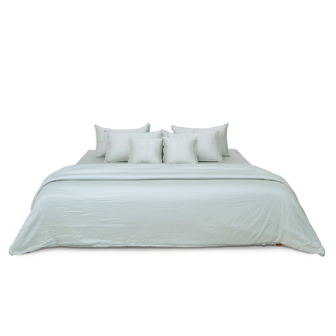 Zeries Egyptian Cotton Bedsheets With 2 Pillow Cases & 2 Cushion Covers - Cyan