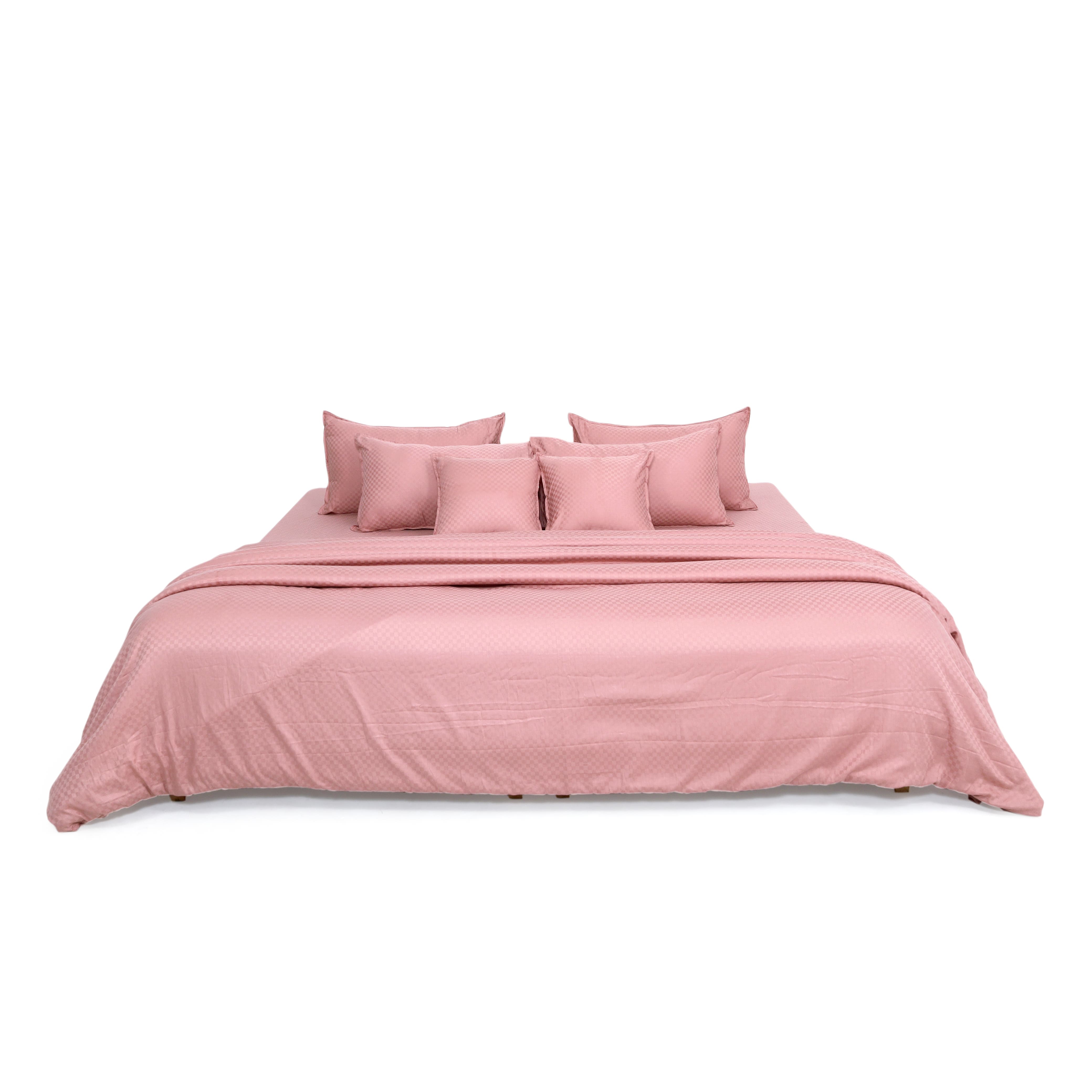 Zeries Egyptian Cotton Jacquard Bedsheets With 2 Pillow Cases & 2 Cushion Covers - Petal