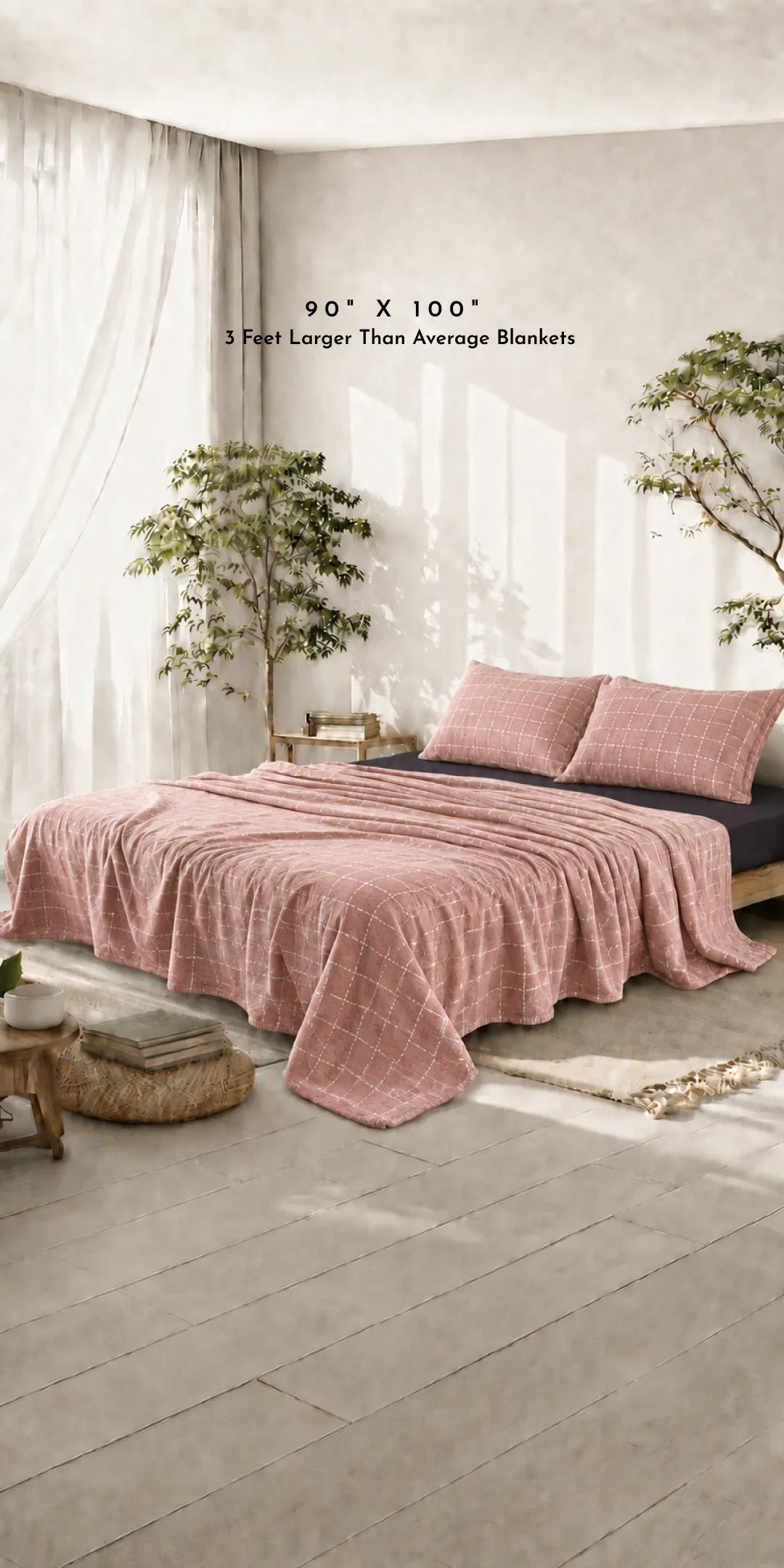 Zarf California King Size Plush Cotton AC Blanket With 2 Pillow Cases - Bloomist