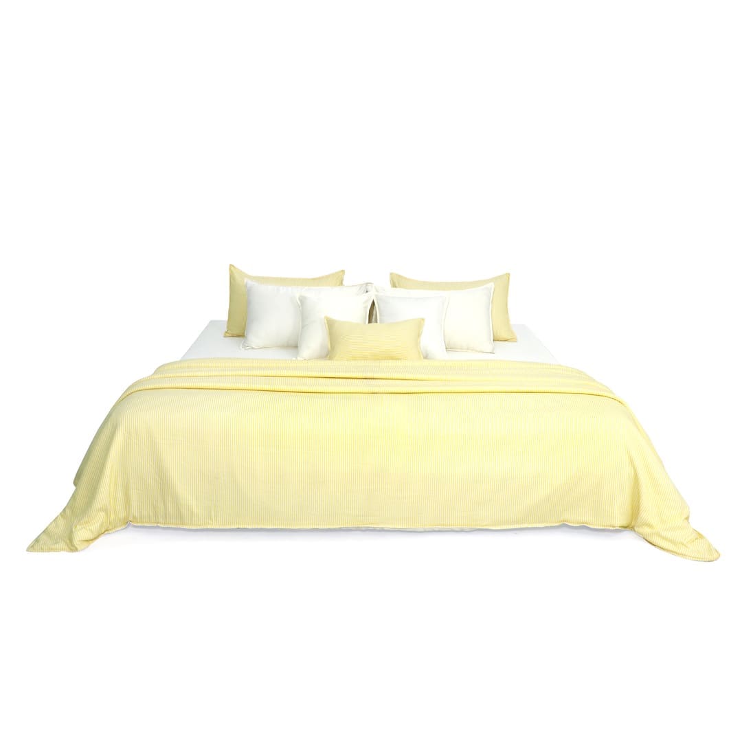 Linen Blend AC Comforter With 2 Pillow Cases and 1 Breakfast Pillow - Limone