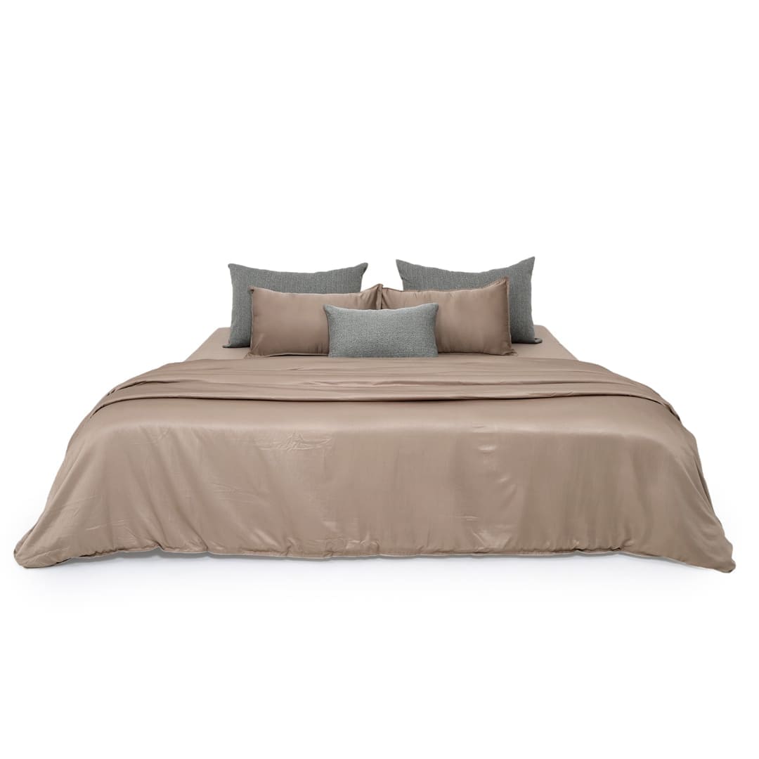 ZARF Italian Staple Weave Comforter With 2 Designer Pillow Cases 1 Breakfast Cushion Cover - Dustwood