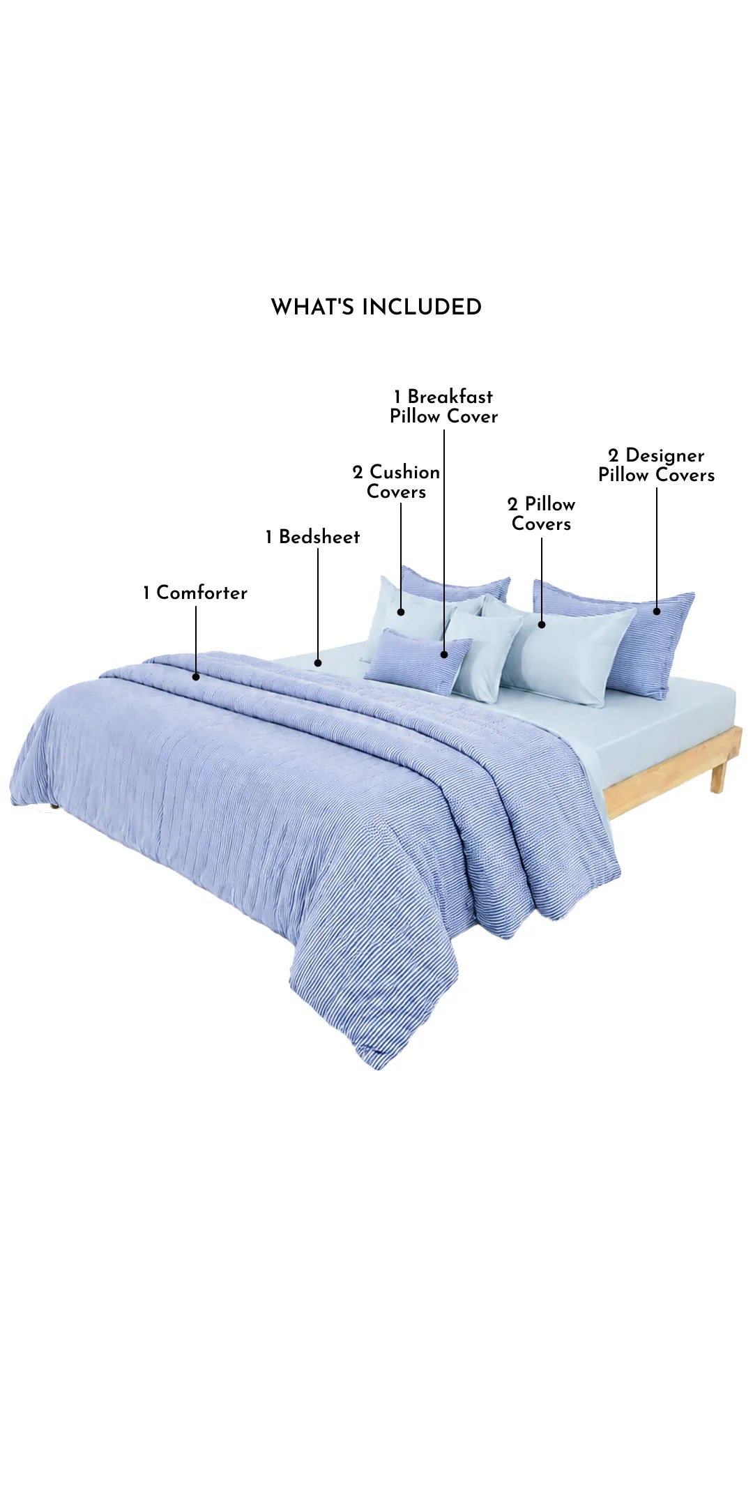 Zarf Linen Blend Bedding Set Of 9 - Breeze