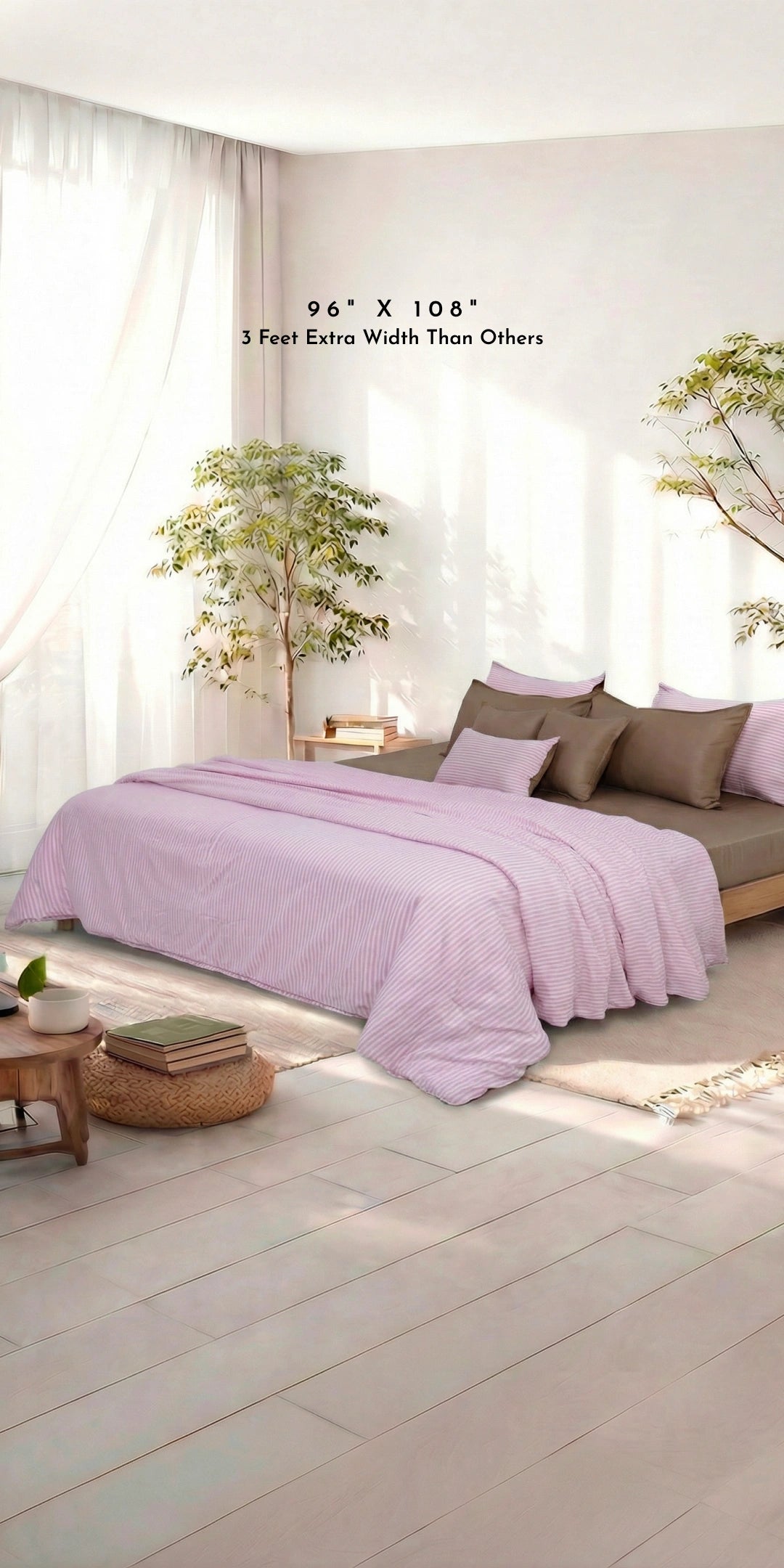 Linen Blend AC Comforter With 2 Pillow Cases and 1 Breakfast Pillow - Trosa