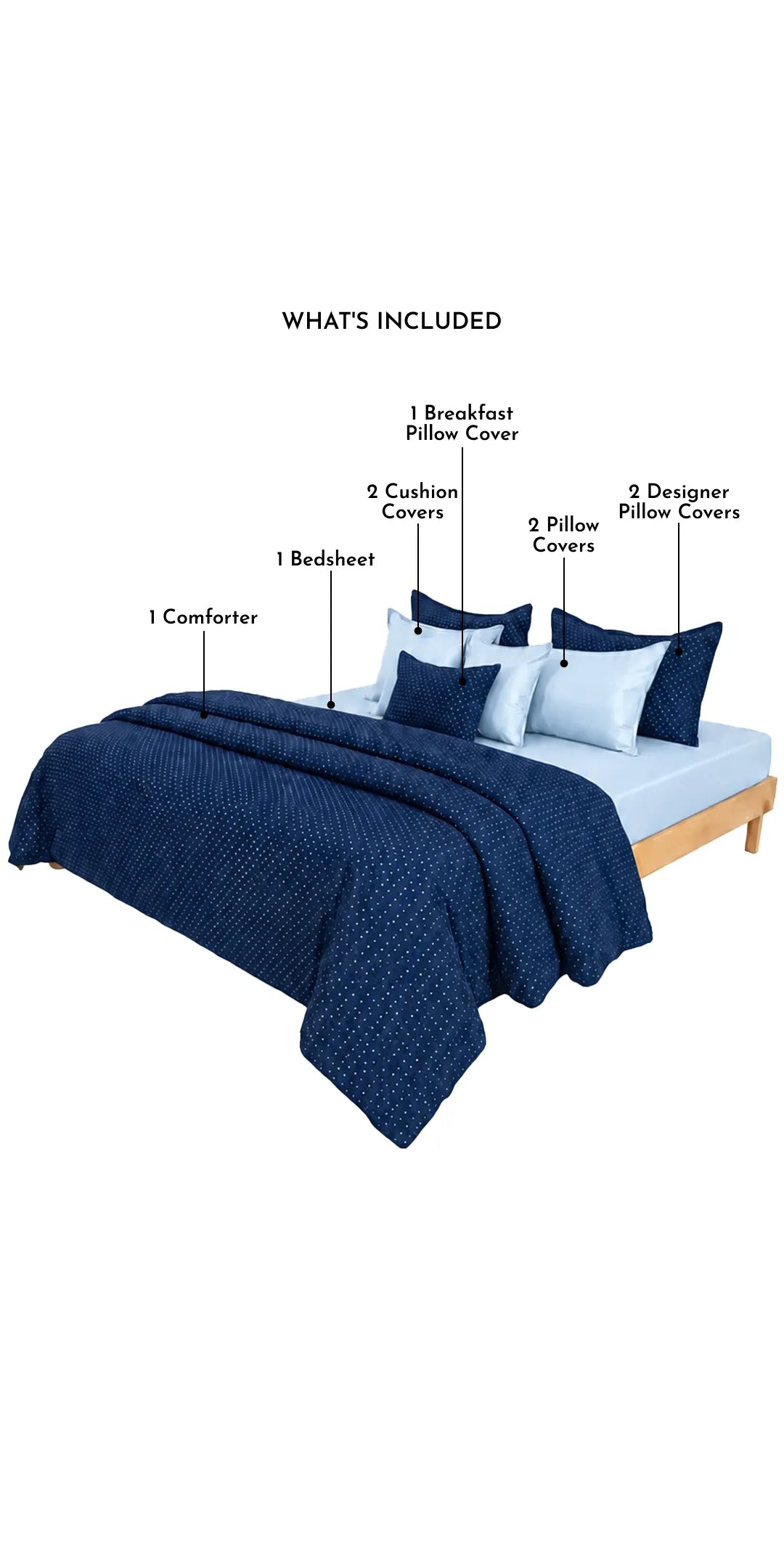 Zarf Linen Blend Bedding Set Of 9 - Nebula