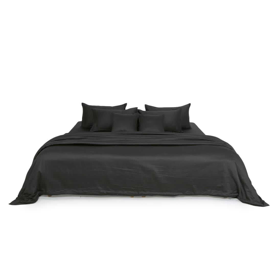 Zeries Egyptian Cotton Bedsheets With 2 Pillow Cases & 2 Cushion Covers - Raven