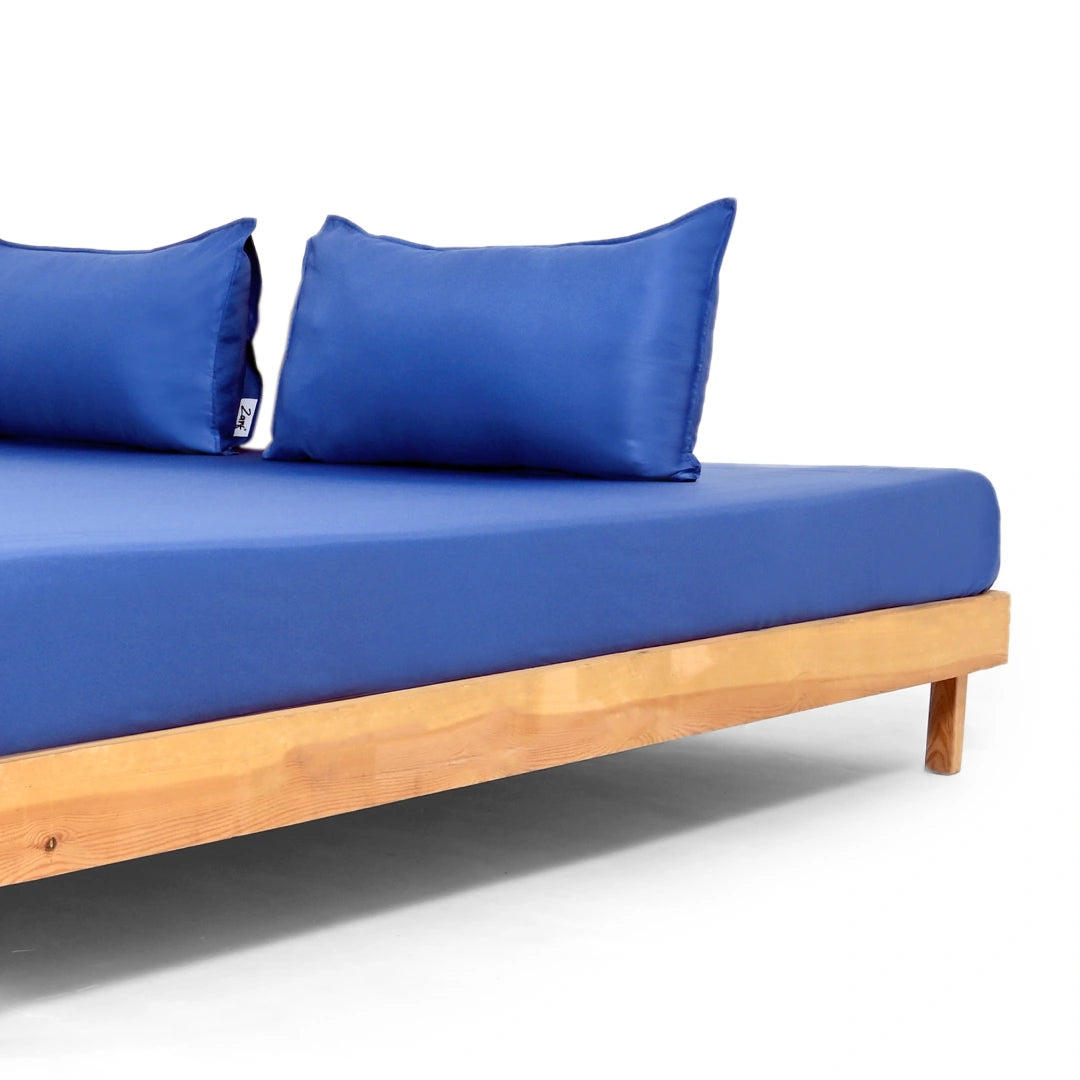ZARF Italian Staple Weave Bedsheet With 2 Solid Pillowcases - Indigo