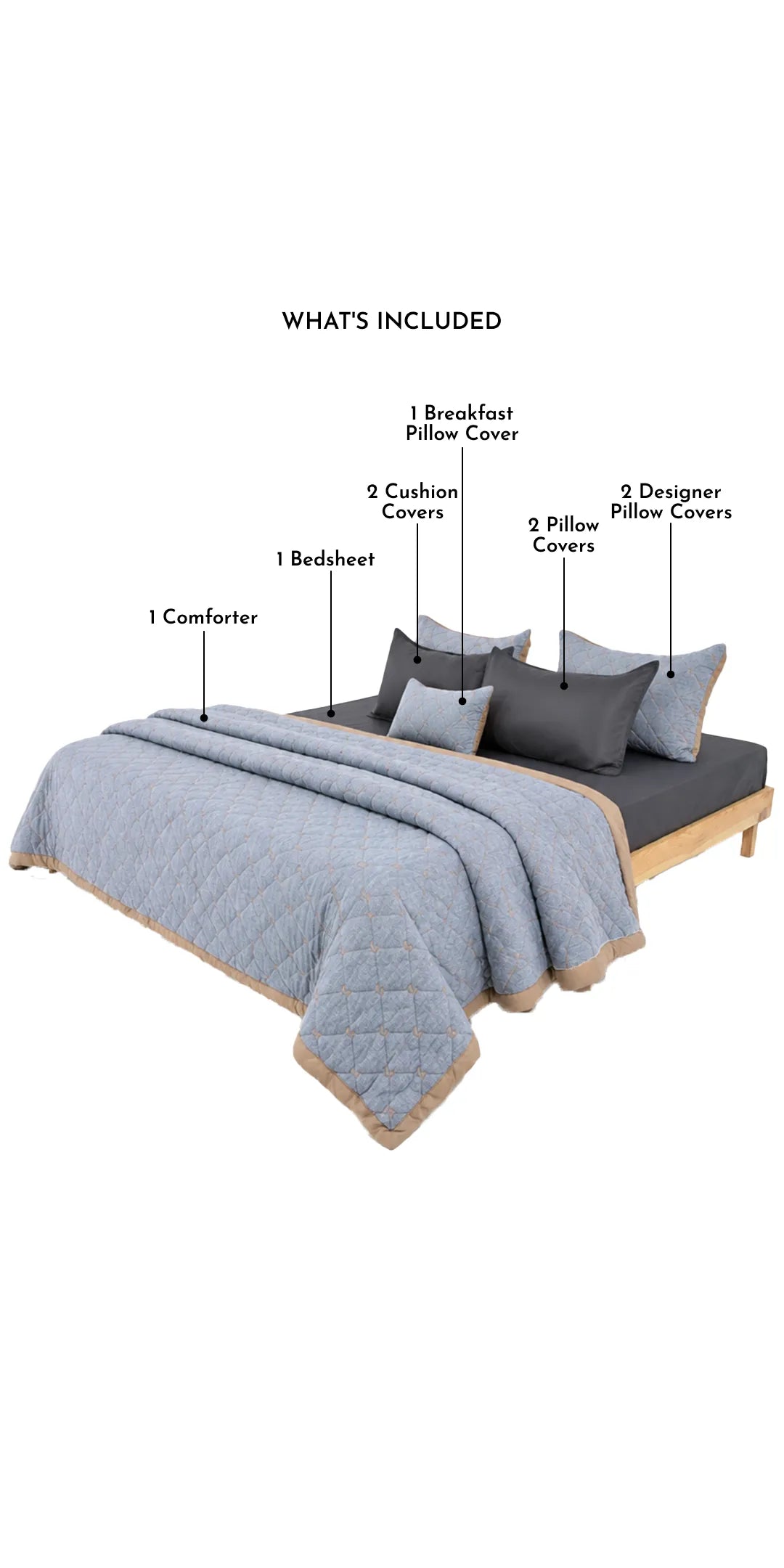 Zarf Linen Blend Bedding Set Of 9 - Elaris