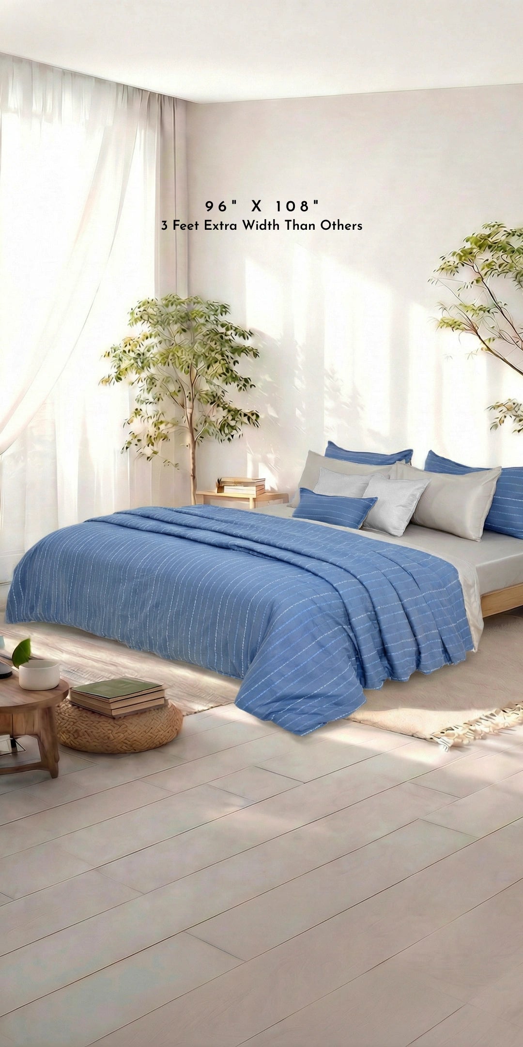 Linen Blend AC Comforter With 2 Pillow Cases and 1 Breakfast Pillow - Zenvy