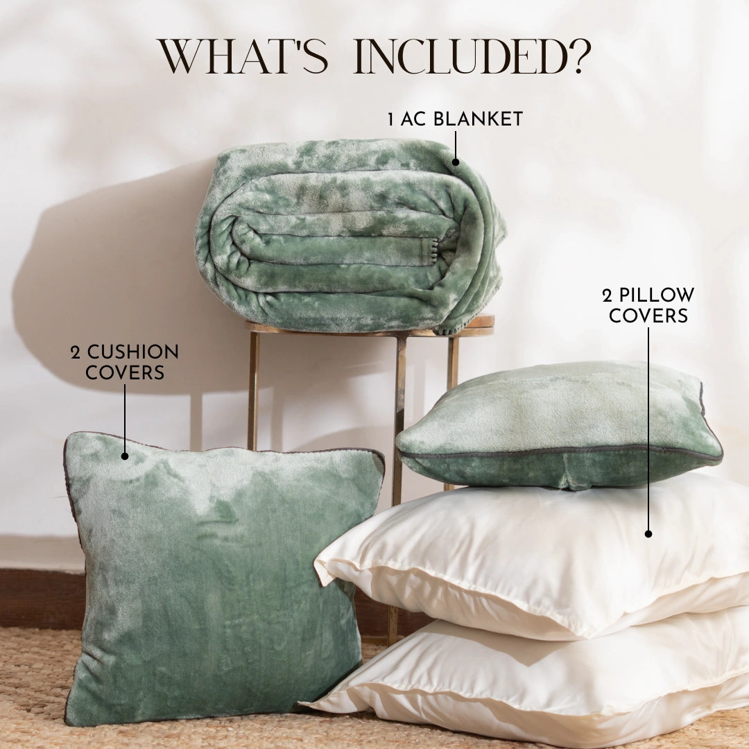 ZARF ALL-SEASON PREMIUM AC BLANKET SET OF 5 - Eucalyptus