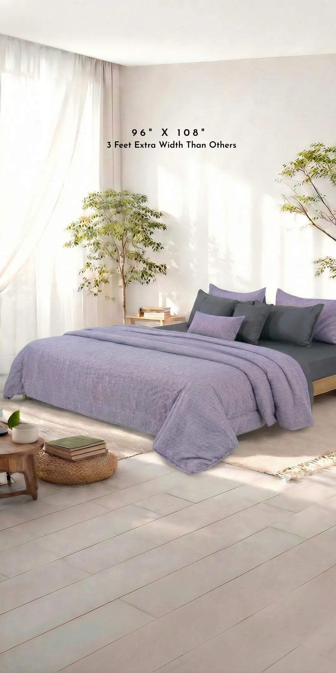 Linen Blend AC Comforter With 2 Pillow Cases and 1 Breakfast Pillow - Iskora
