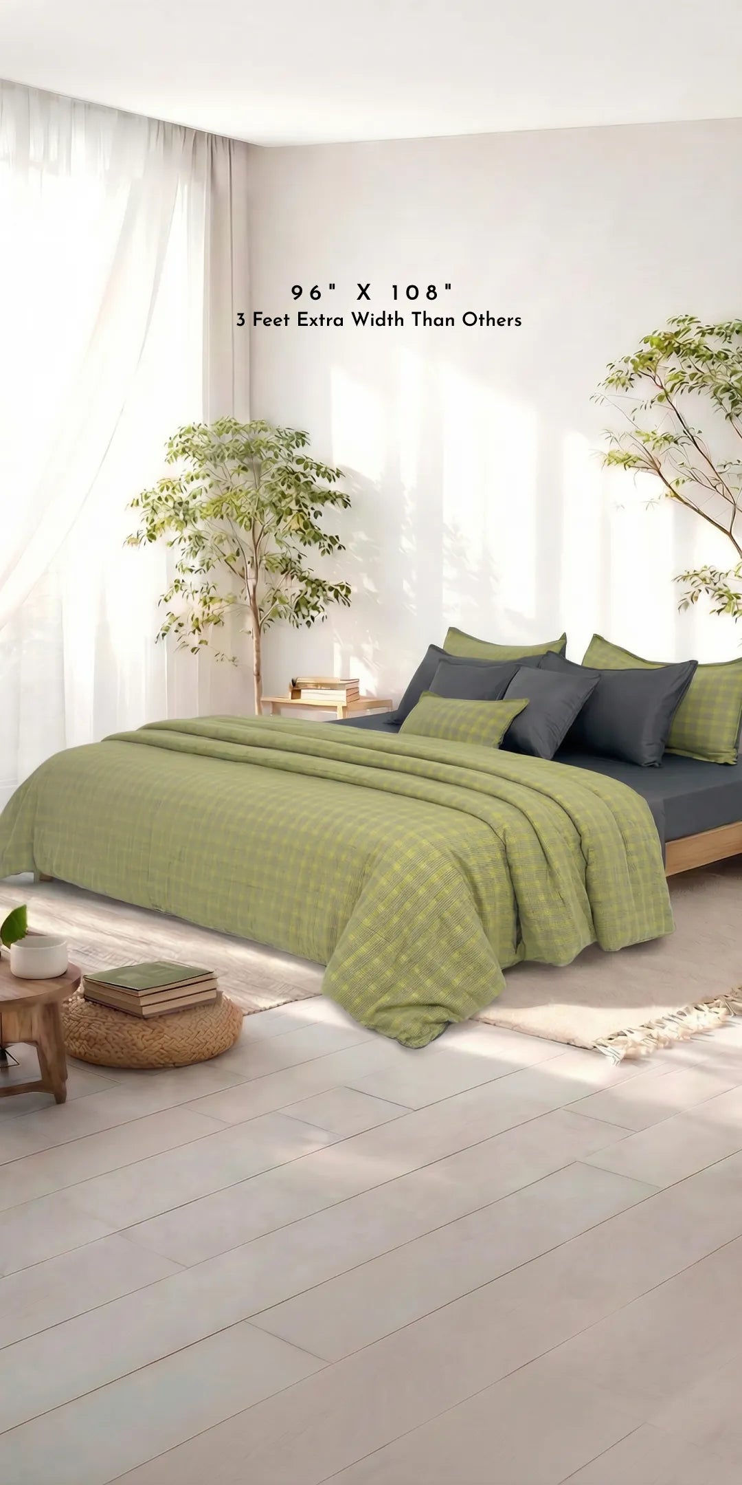 Linen Blend AC Comforter With 2 Pillow Cases and 1 Breakfast Pillow - Vireo