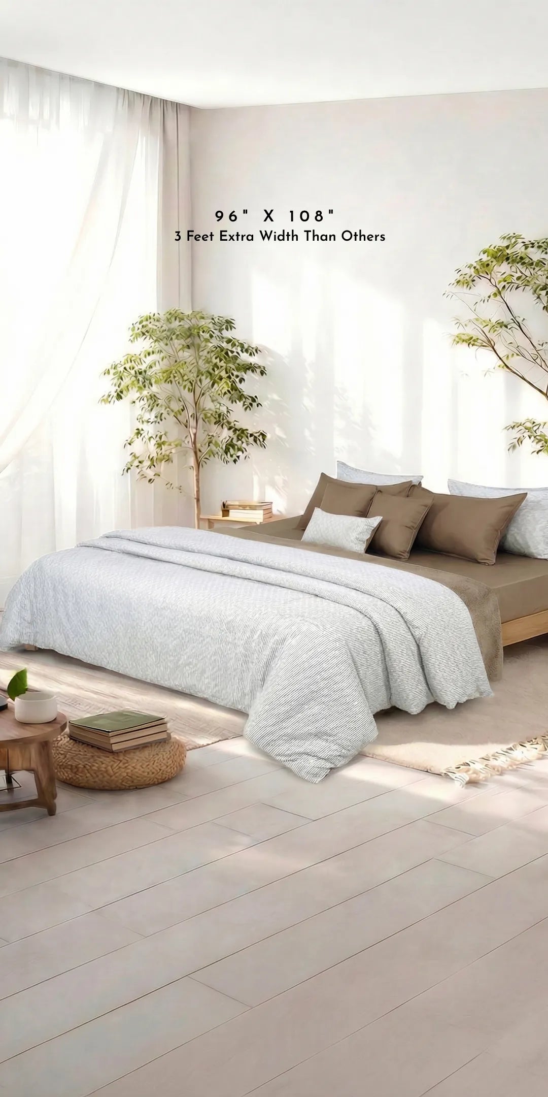 Linen Blend AC Comforter With 2 Pillow Cases and 1 Breakfast Pillow - Arctic