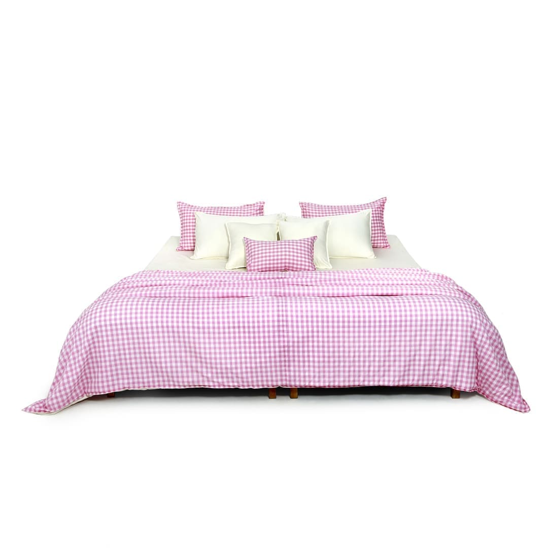 Linen Blend AC Comforter With 2 Pillow Cases and 1 Breakfast Pillow - Poppy