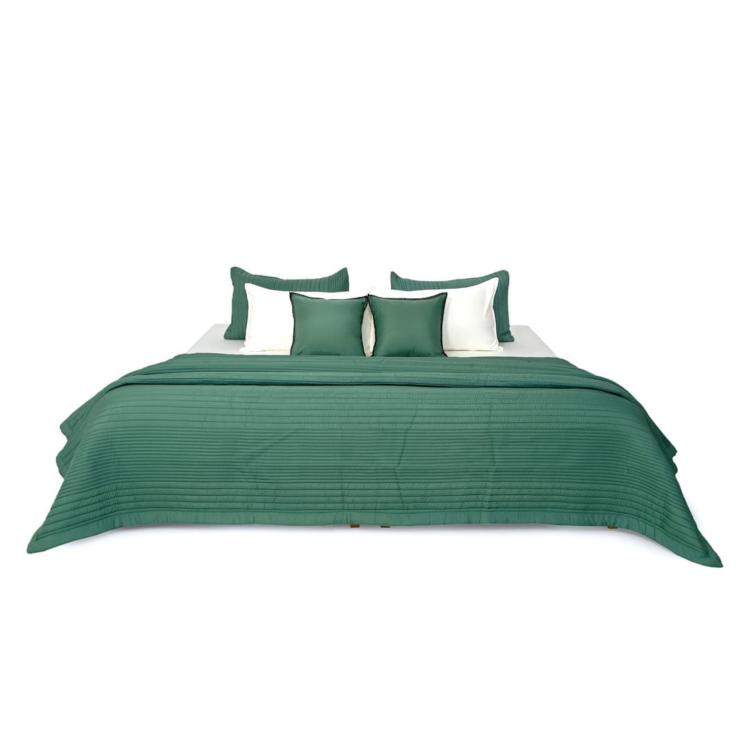Zarf California King Size AC Comforters With 2 Pillow Cases & 2 Cushion Covers - Jade