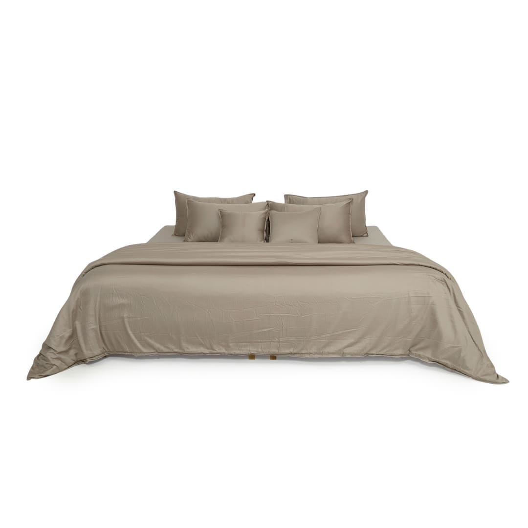 Zeries Egyptian Cotton Bedsheets With 2 Pillow Cases & 2 Cushion Covers - Dove