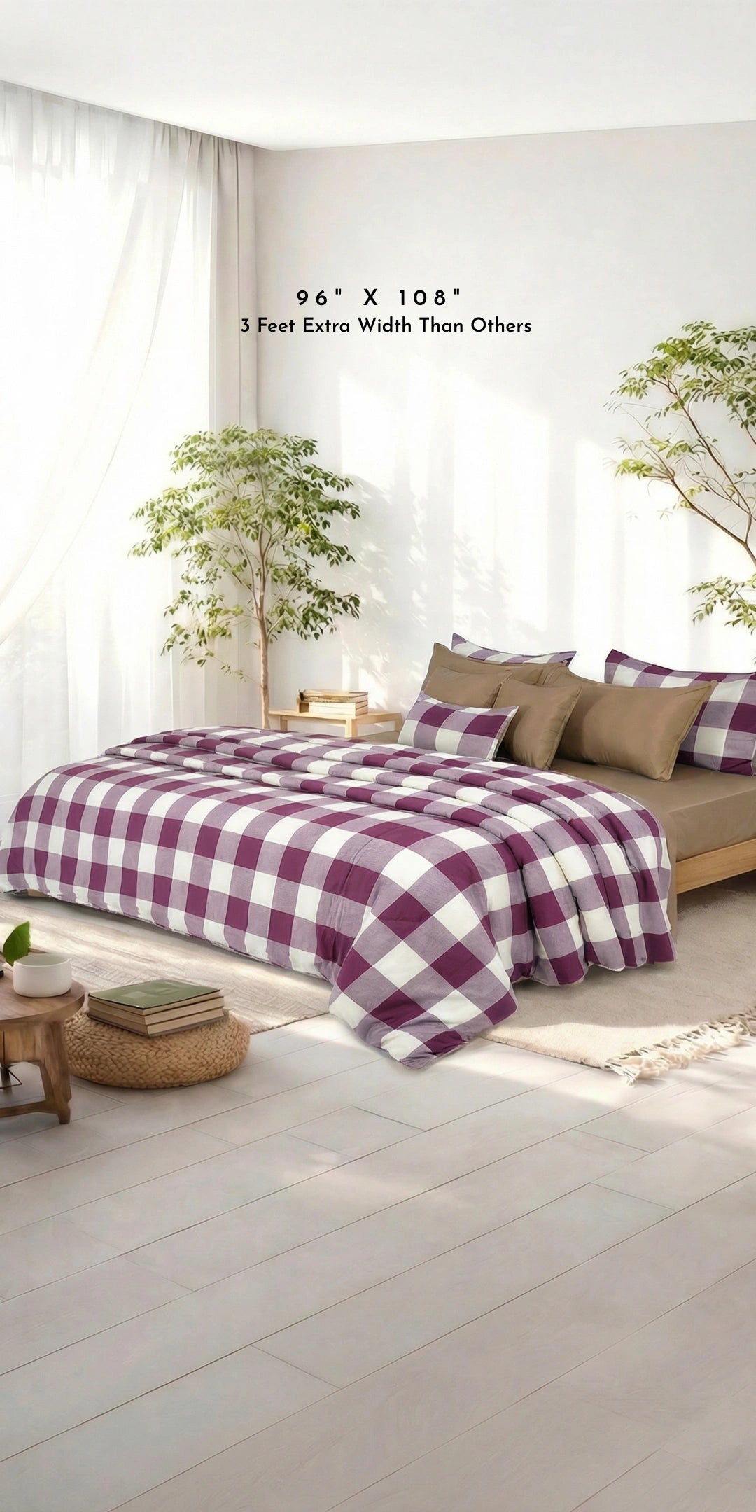 Linen Blend AC Comforter With 2 Pillow Cases and 1 Breakfast Pillow - Burgon