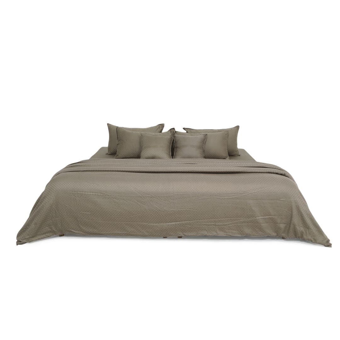 Zeries Egyptian Cotton Jacquard Bedsheets With 2 Pillow Cases & 2 Cushion Covers - Chestnut