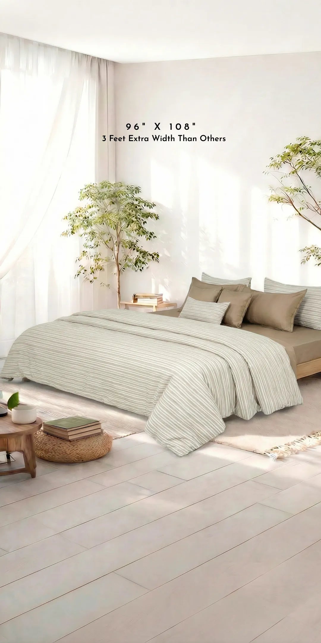 Linen Blend AC Comforter With 2 Pillow Cases and 1 Breakfast Pillow - Vesper