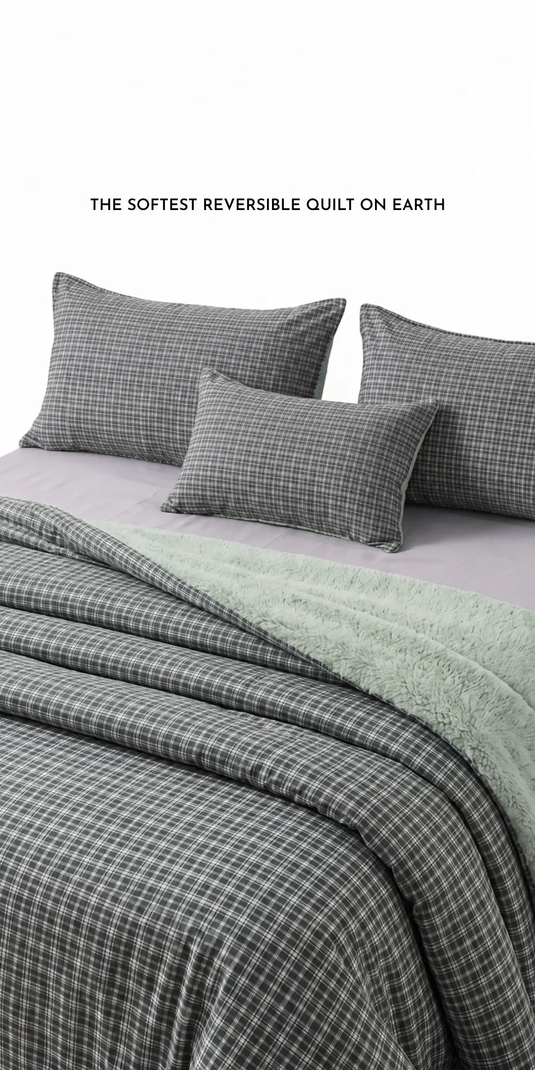 Zarf California King Size Reversible Quilt  With 2 Pillowcases and 1 Breakfast Cushion cover - Dewdrop