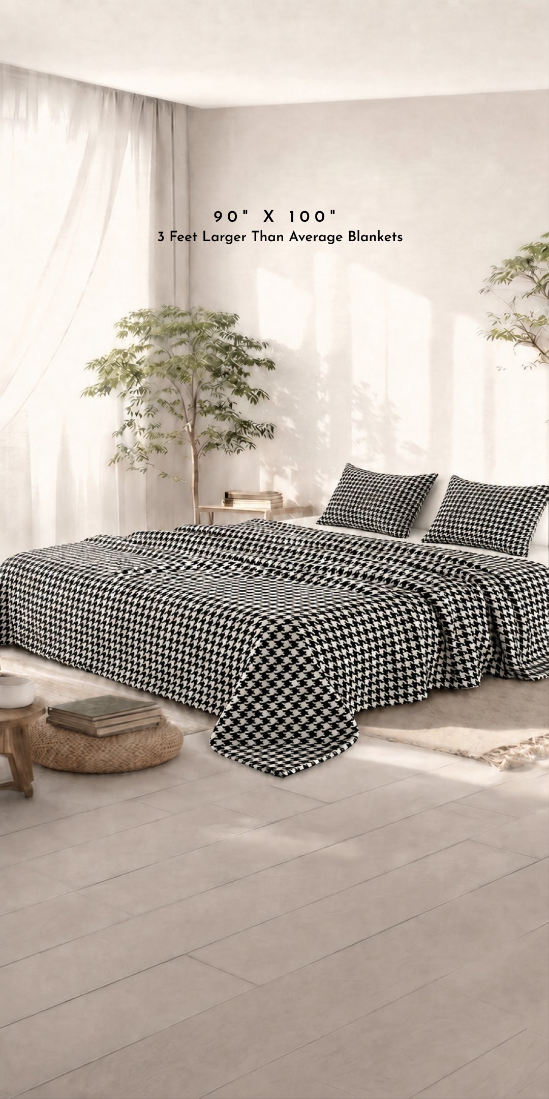 Zarf All-Season Premium Printed AC Blanket With Two Pillow Covers - Houndstooth