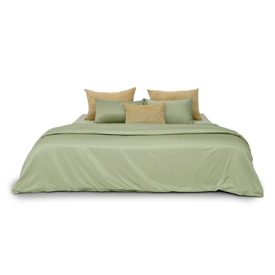 ZARF Italian Staple Weave Comforter With 2 Designer Pillow Cases 1 Breakfast Cushion Cover - Linden