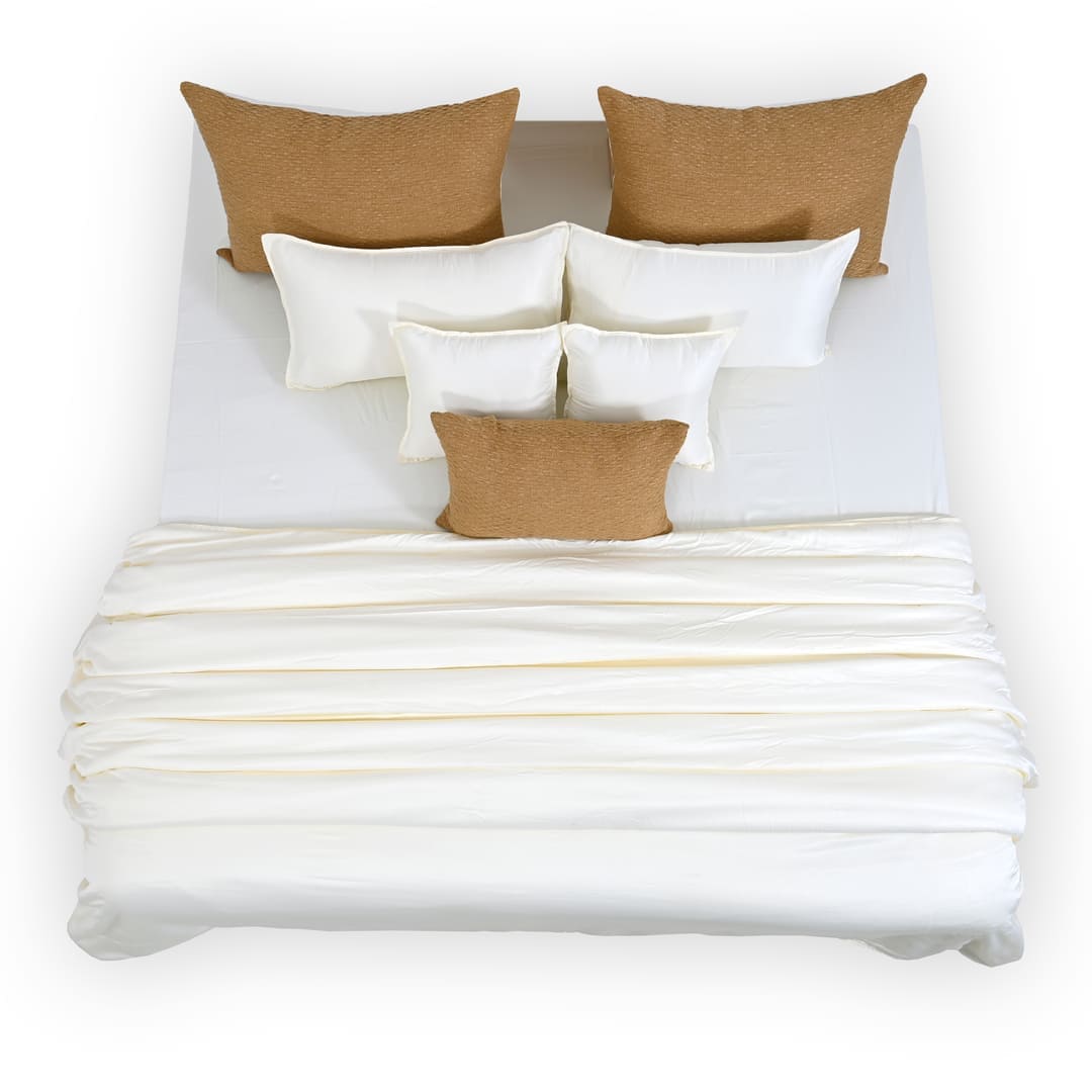 ZARF Italian Staple Weave Comforter With 2 Designer Pillow Cases 1 Breakfast Cushion Cover - Zuri